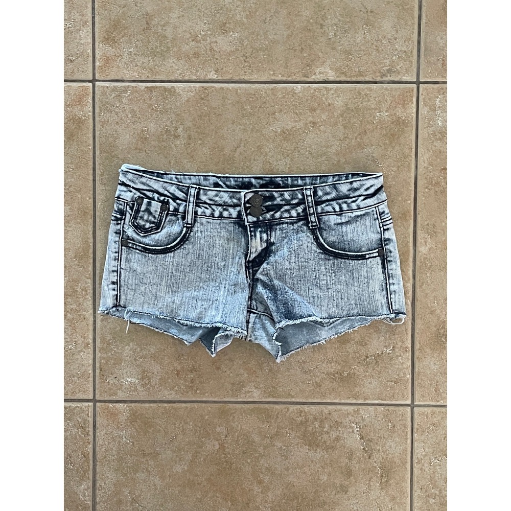 Vanilla Star Acid Wash Low Rise Raw Hem Jean Shorts Size 3